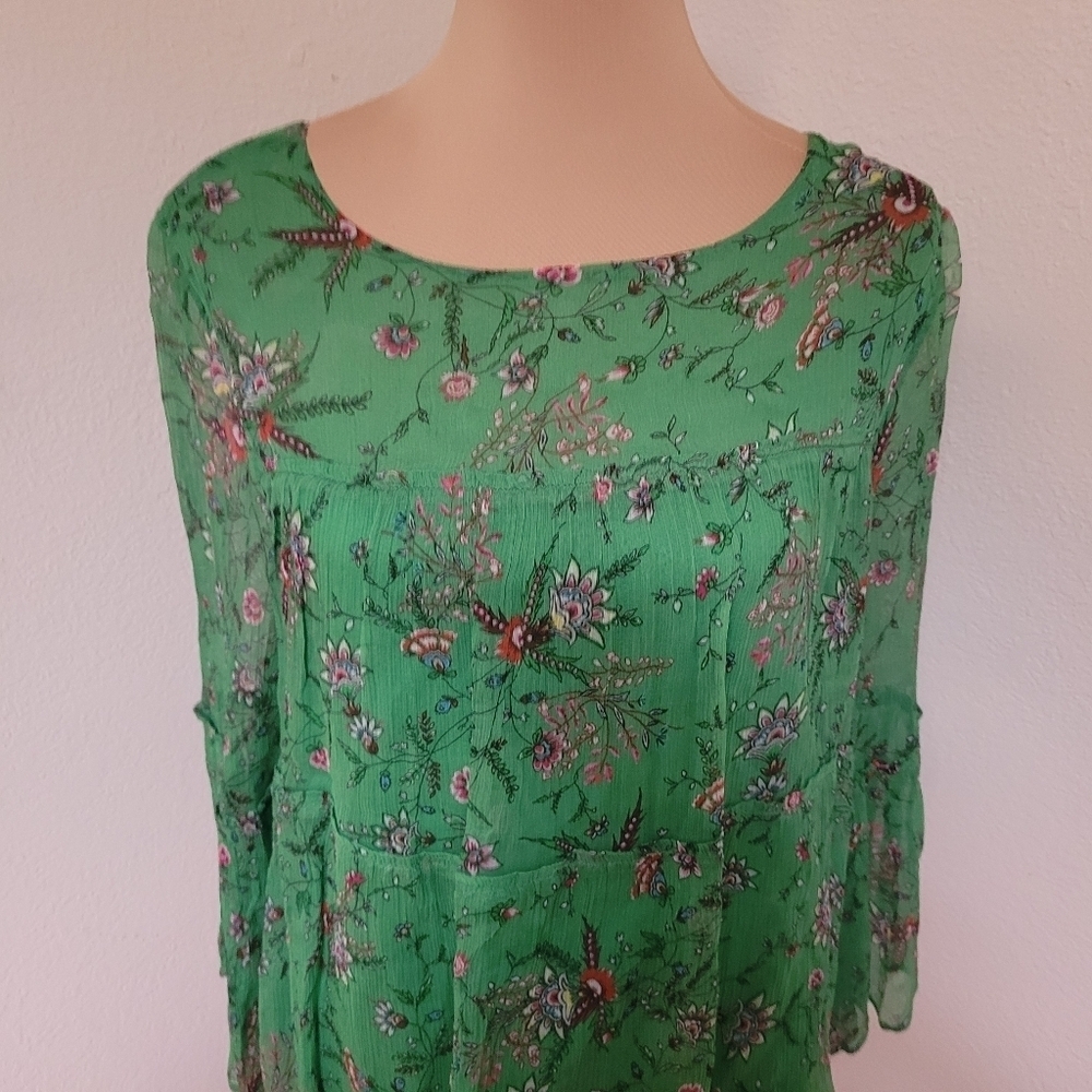 Sundance Green Floral Flowy Top - Picture 4 of 7